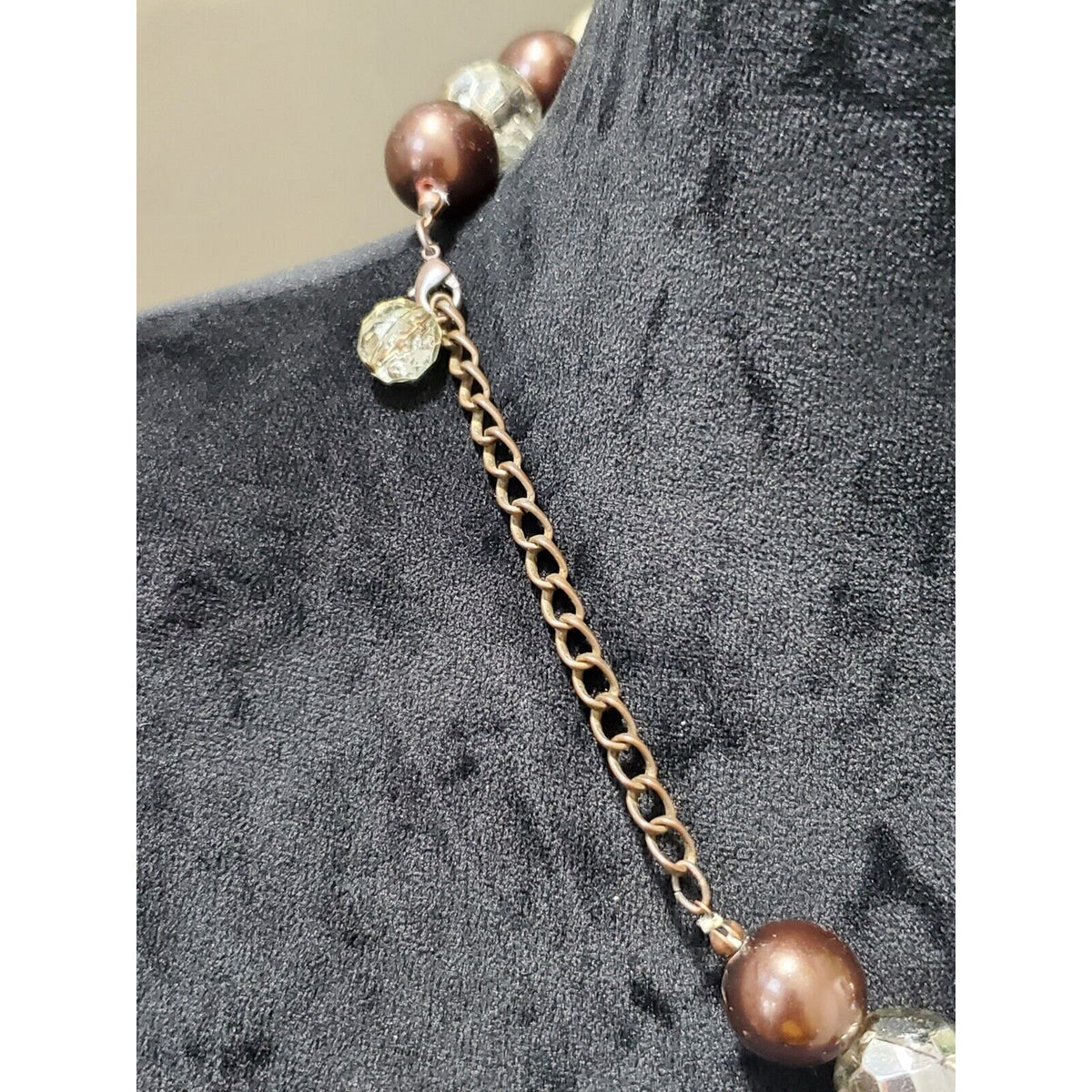 Women's Faux Pearl Round Bubble Glitzy Topaz Rhinestone Beaded Stylish Necklace