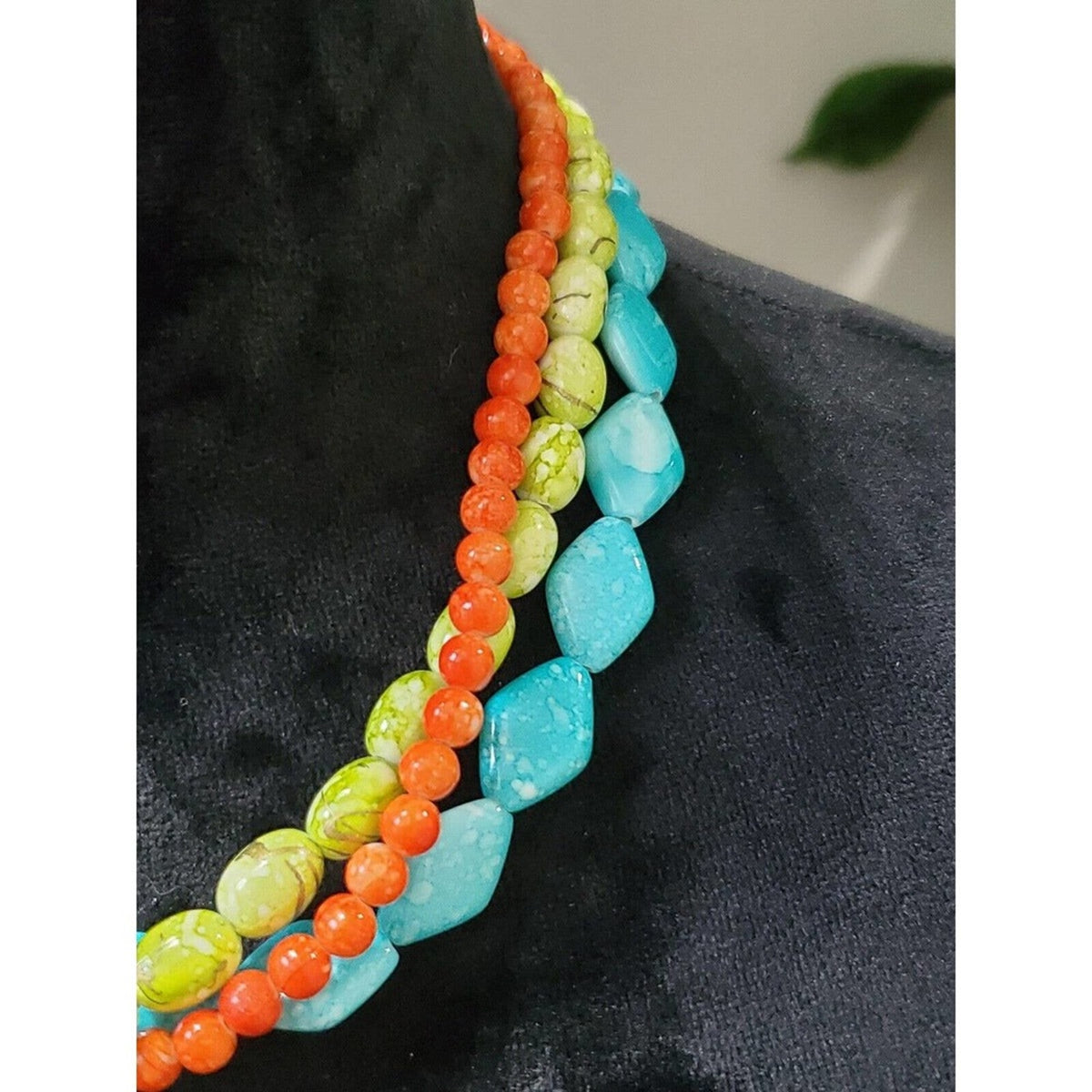 COPY - Premiere Designs Three Strand Orange Green Aqua Women’s Necklace 18” Sta…