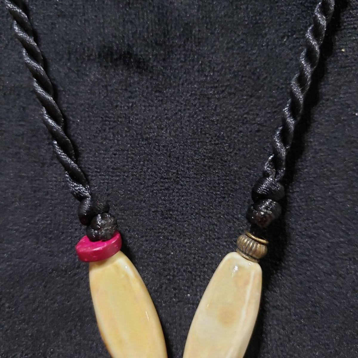 Womens Fashion Vintage Handmade Porcelain Beads Pendant Rope Necklace