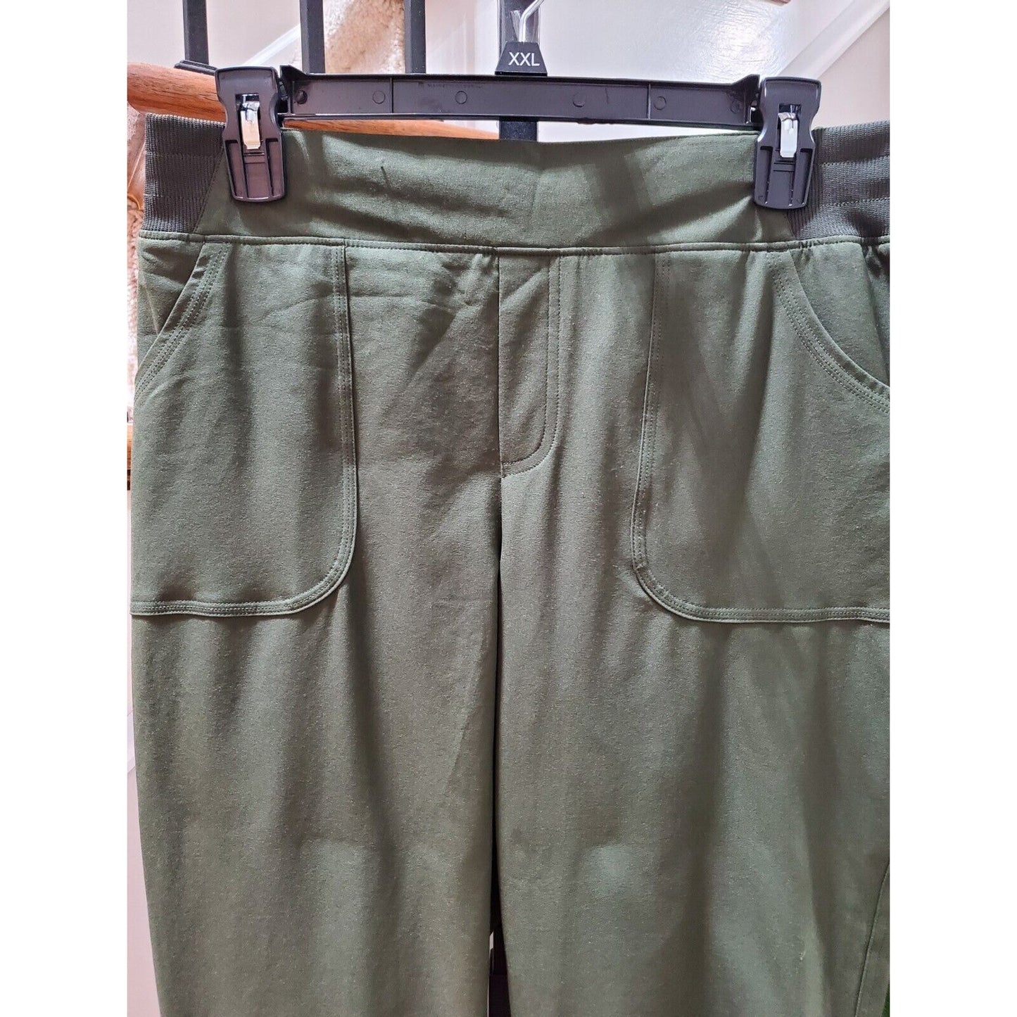 Made for Life Women Green Polyester Mid Rise Pull on Comfort Waist Pant Size MT