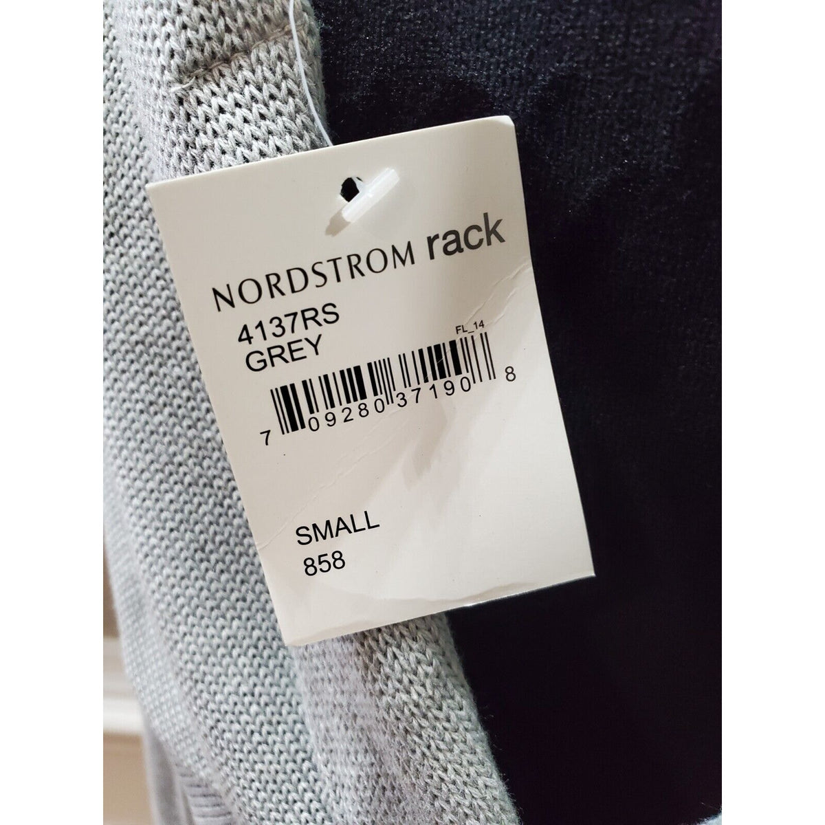 Cotton Emporium Knot Back Sweater Gray Knit Womens V Neck Size Small
