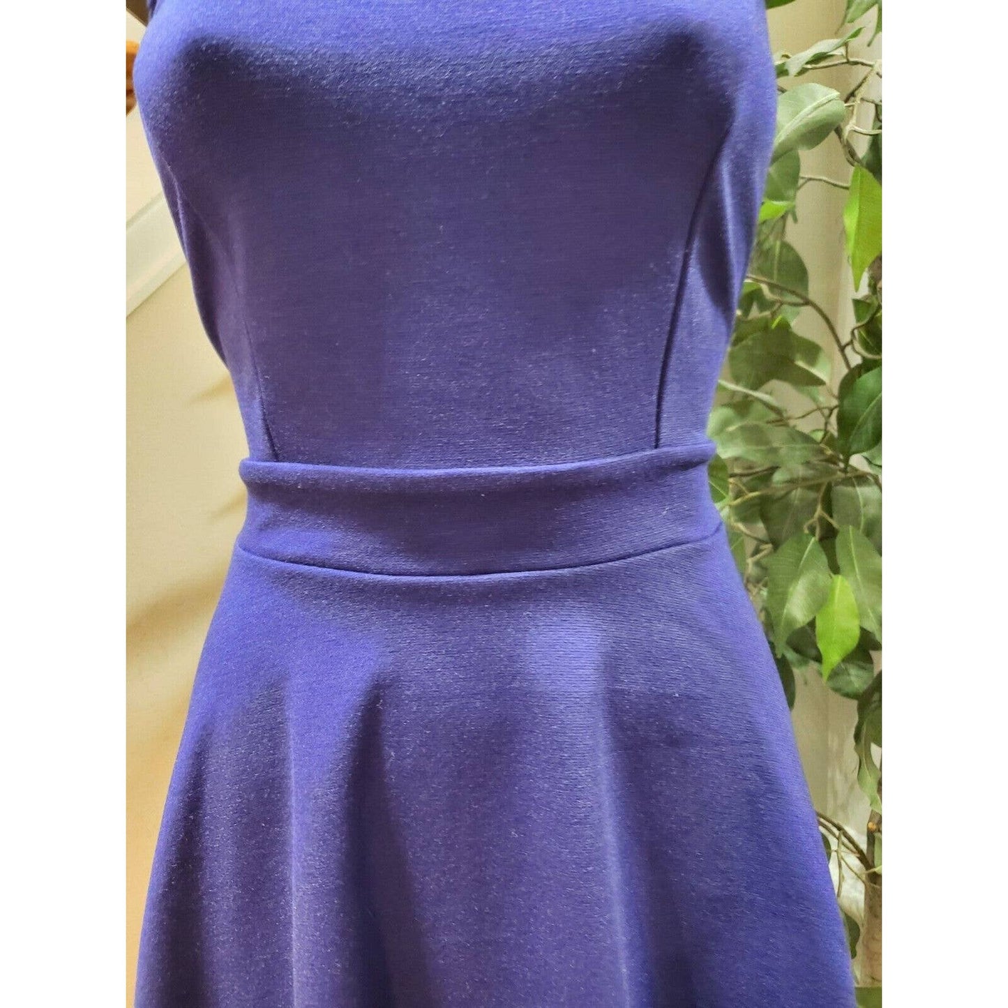 Mushare Women's Blue Rayon Halter Neck Sleeveless Knee Length Dress Size X-Small