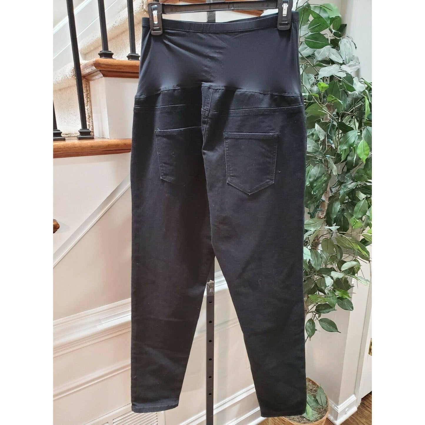 Tme and Tru Materni Black Cotton Mid Rise Comfort Waist Casual Pants Size Medium