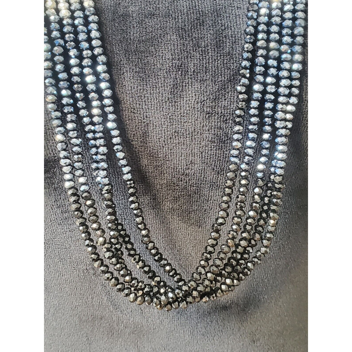 Women's Silver Multicolored Multilayer Crystal Beaded Fashion Jewelry Necklace
