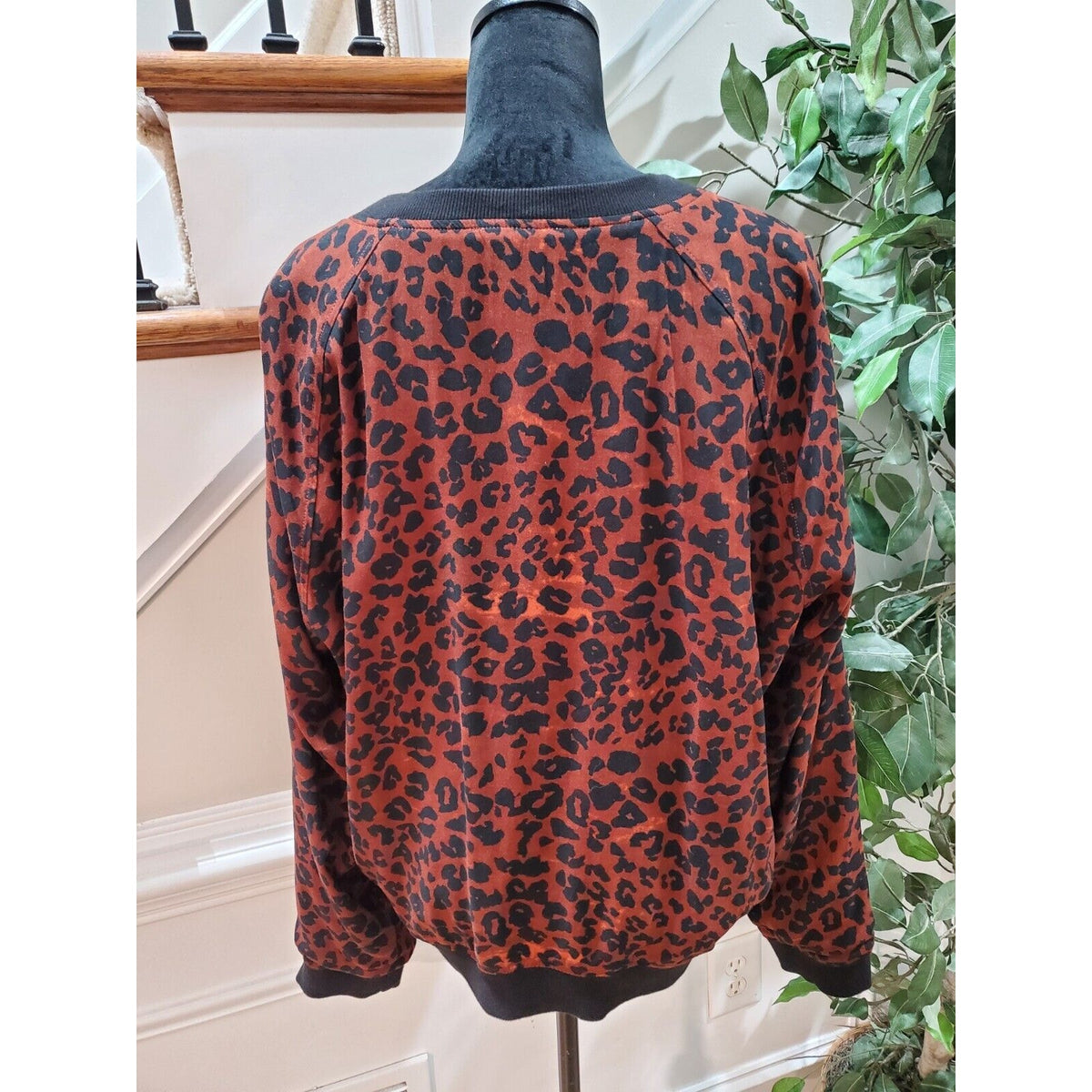 Beachlunchlounge Womens Red & Black Leopard Print Full Zip Front Jacket Size XL