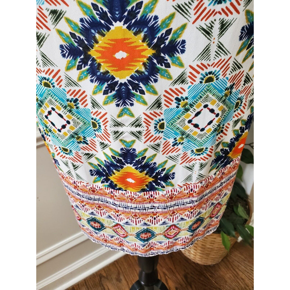 Spense Women Multicolor Polyester Round Neck Sleeveless Knee Length Dress Size L