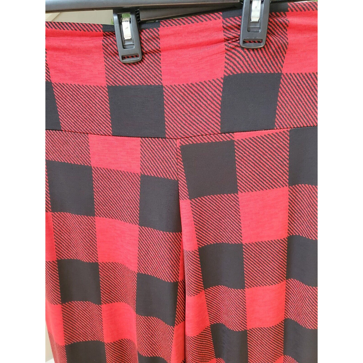 Chic Soul Womens Red Black Check Polyester Casual Elastic Waist Pants Size XL