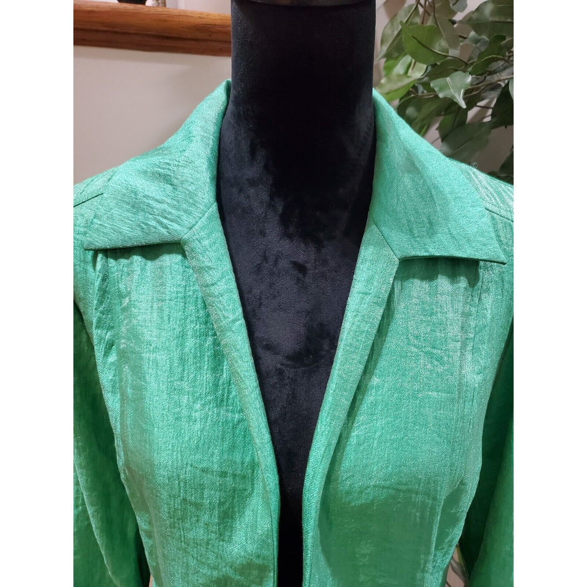 Choices Women's Green Rayon Open Front Long Sleeve Blazer Jacket Size Large