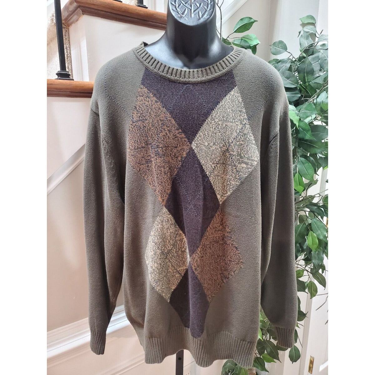 Dockers Men's Brown Cotton Long Sleeve Crew Neck Pullover Knit Sweater Size 2XL