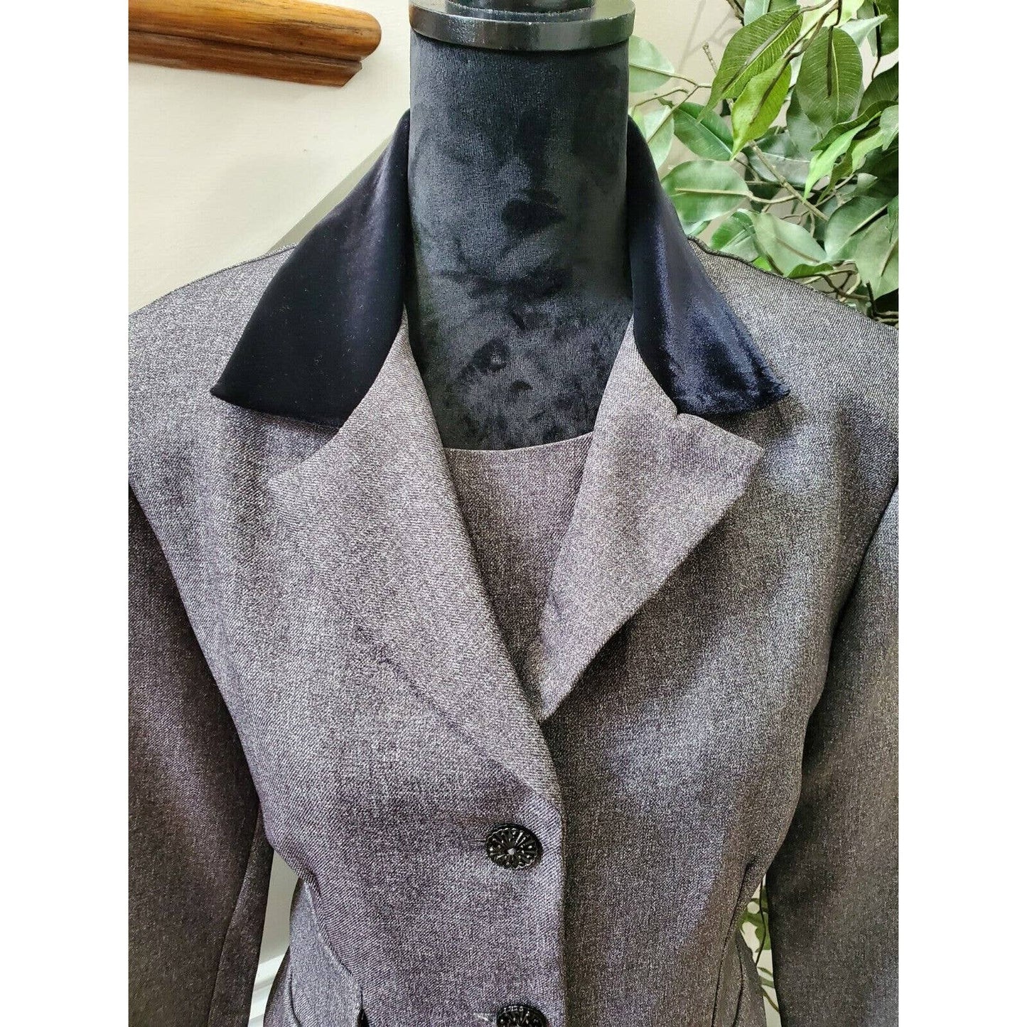 Breaklin Loose Women's Gray Polyester Long Sleeve Jacket & Dress 2 Piece Suit 12