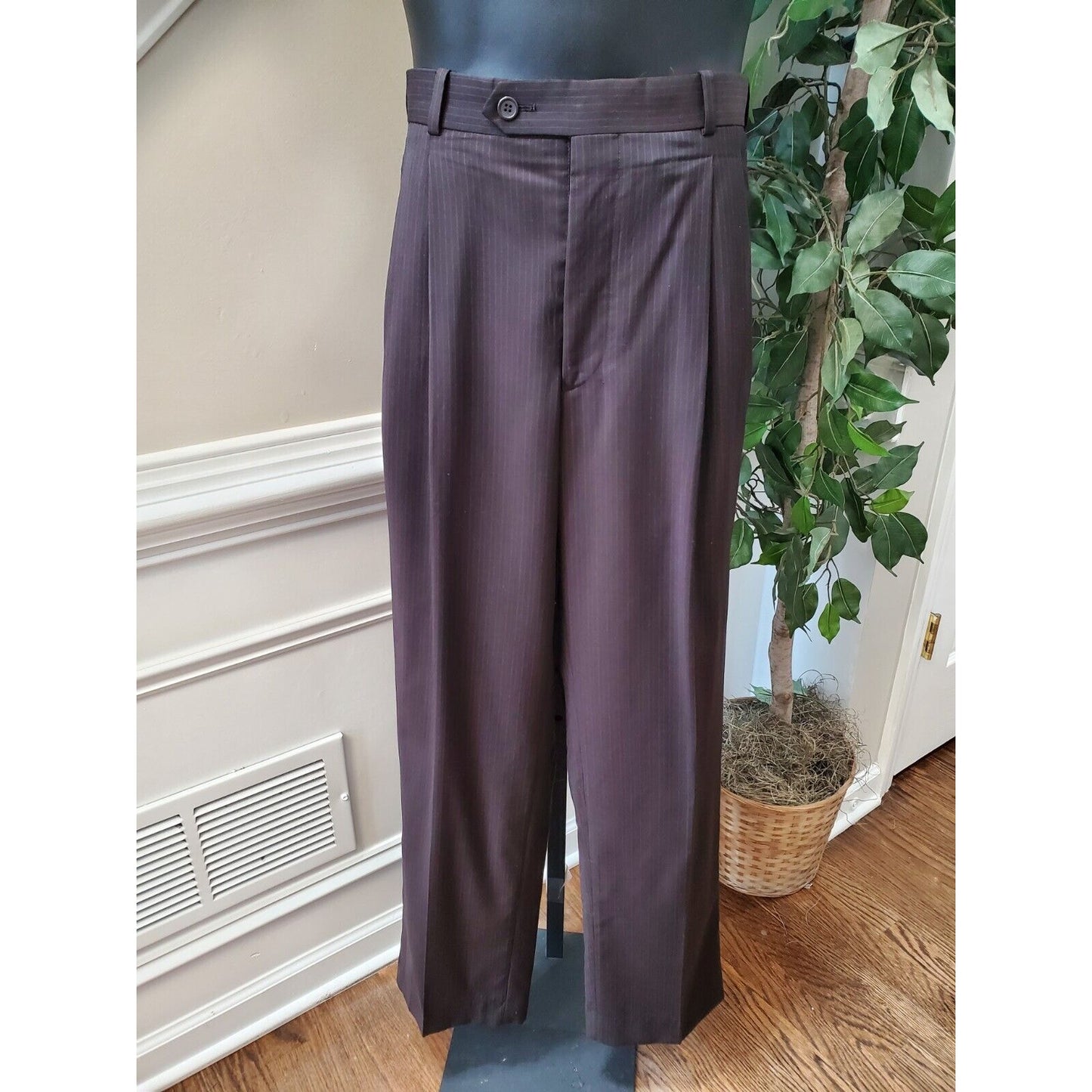 Lineage Men's Brown Lined Wool Single Breasted Blazer & Pant 2 Piece Suit 44X31