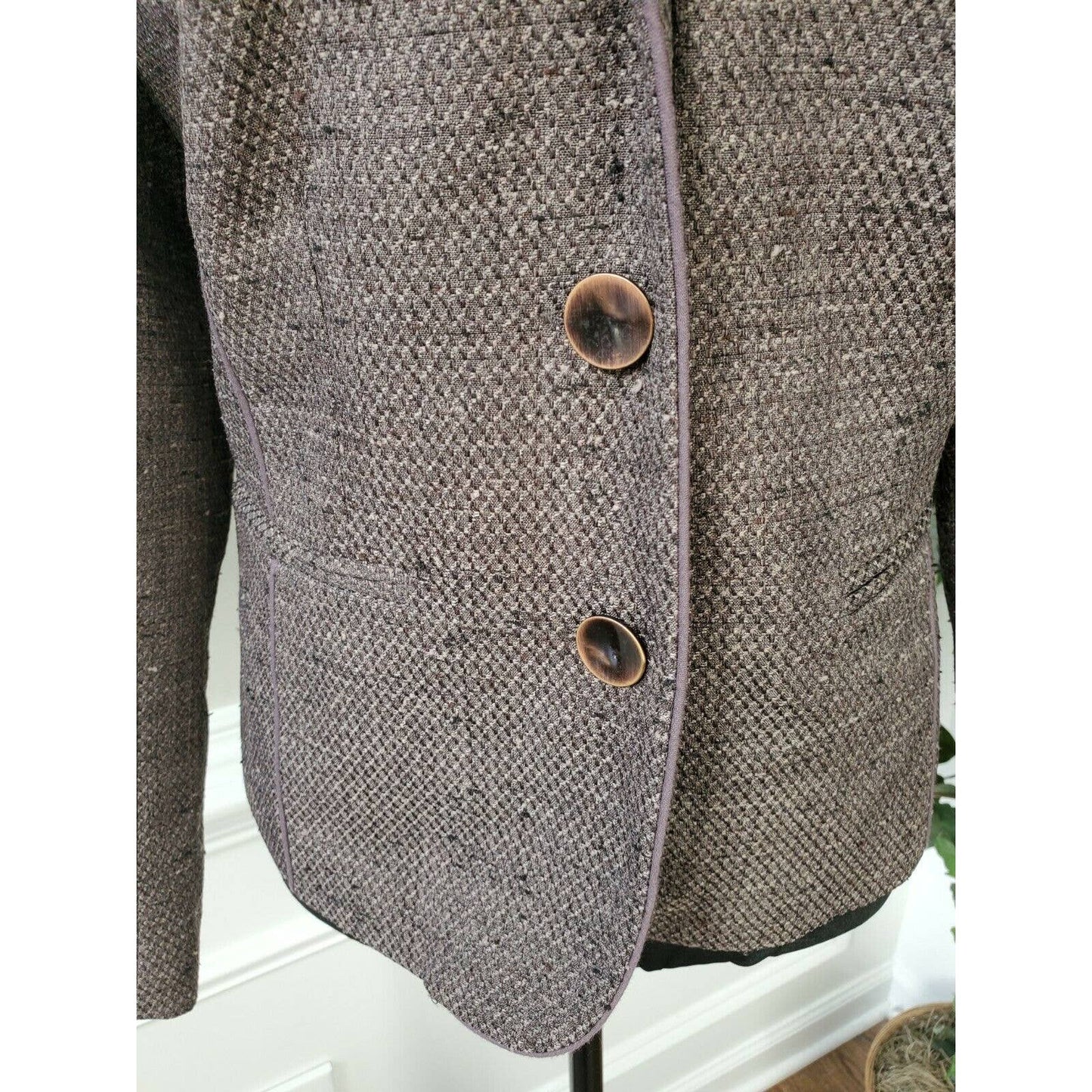 Coldwater Creek Women's Brown100% Polyester Long Sleeve Buttons Casual Blazer