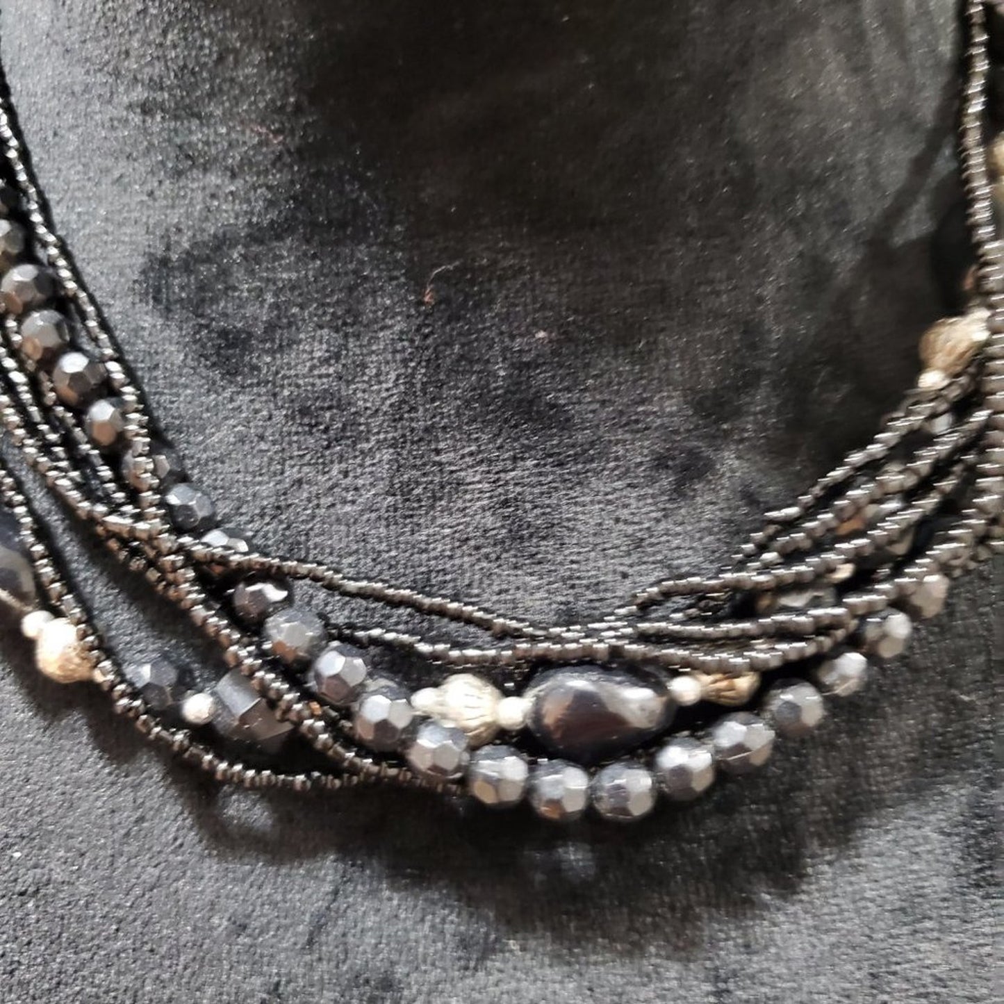 Women's Black Multilayer Round Beaded Fashion Jewelry Necklace
