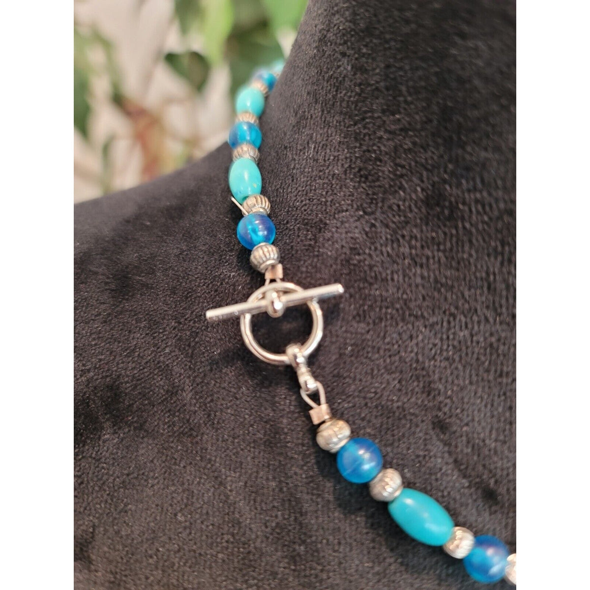 Womens Fashion Turquoise Gemstone Statement Beaded Necklace Handmade Jewelry