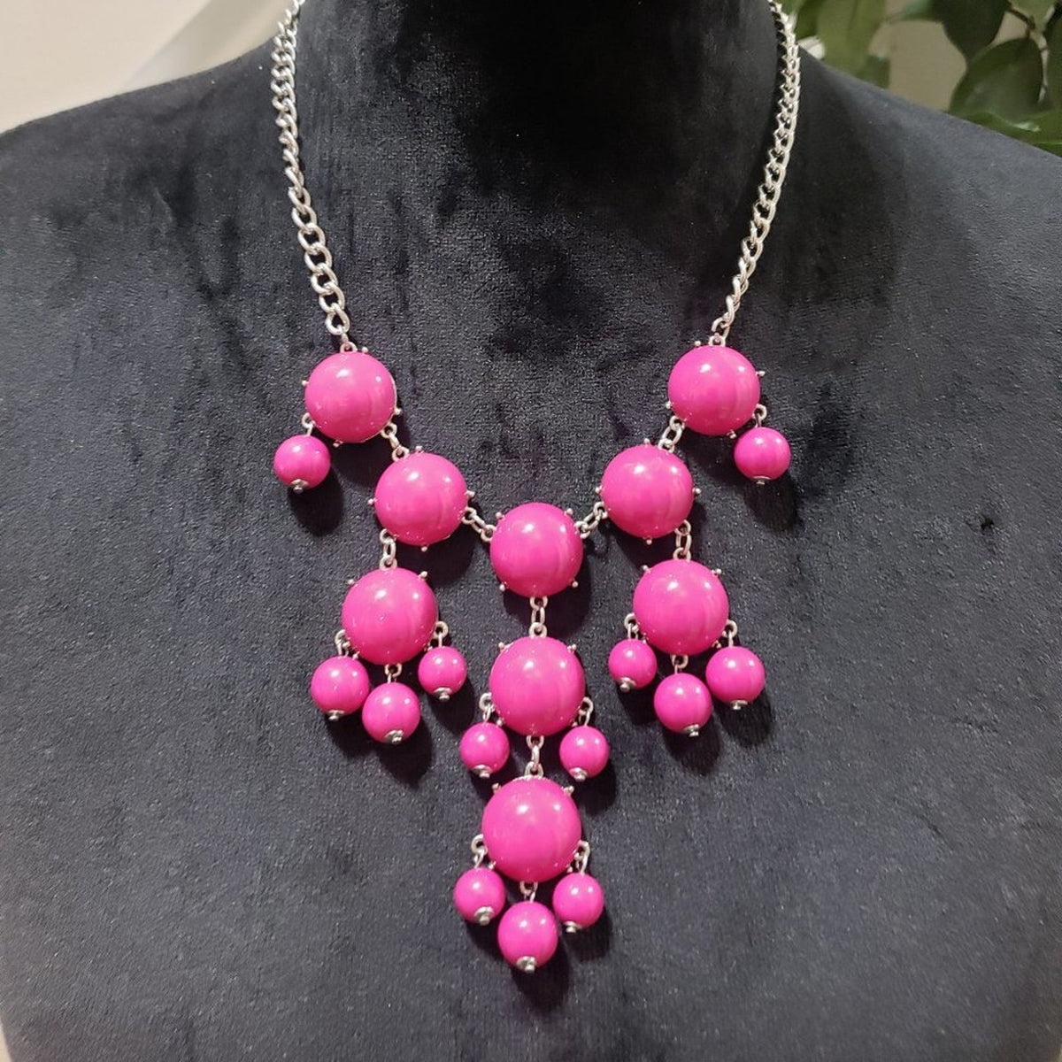 Women's Pink Round Beaded with Lobster Clasp Fashion Jewelry Necklace