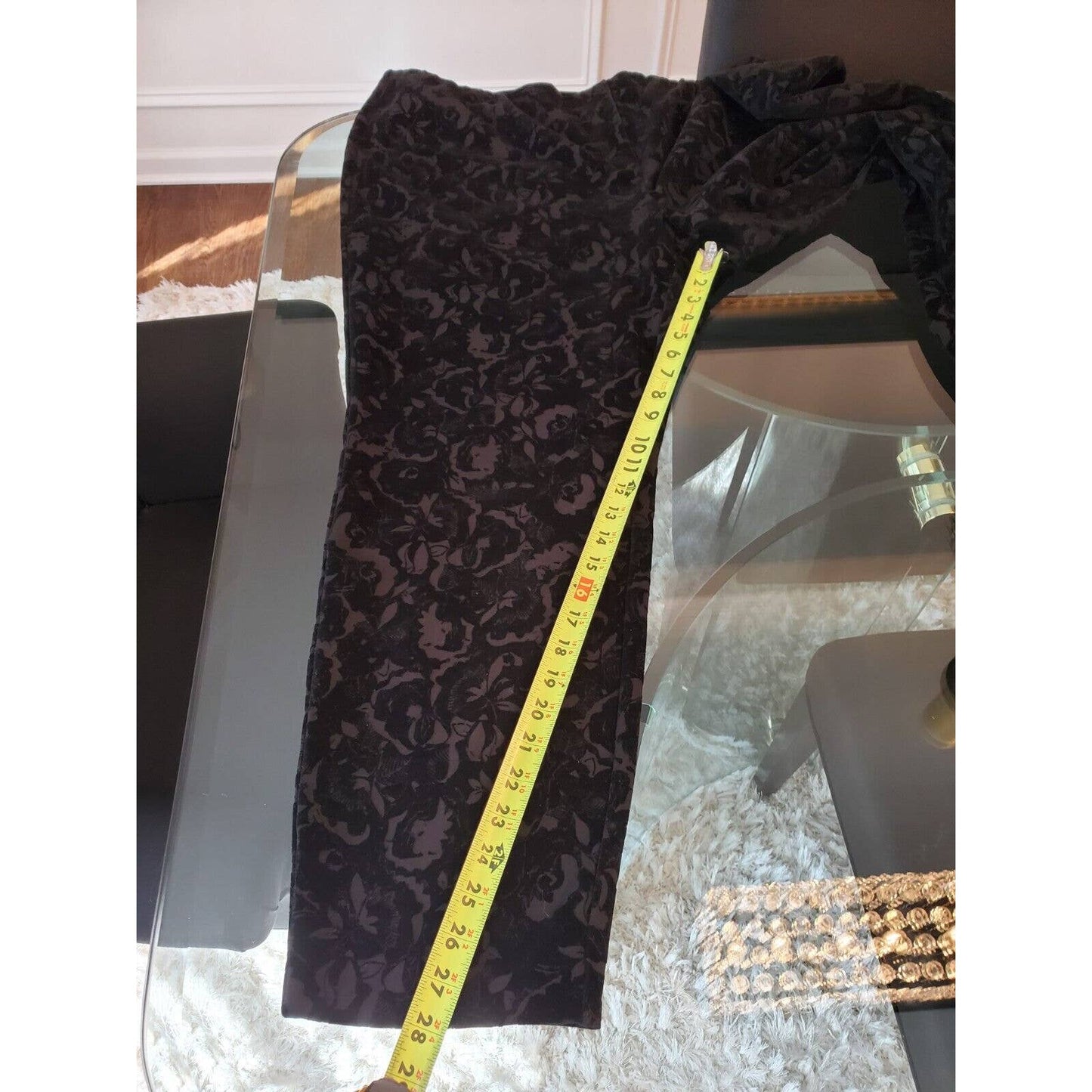 Alfani Women's Black Brocade Rayon Mid Rise Pull on Straight Casual Pant 22W