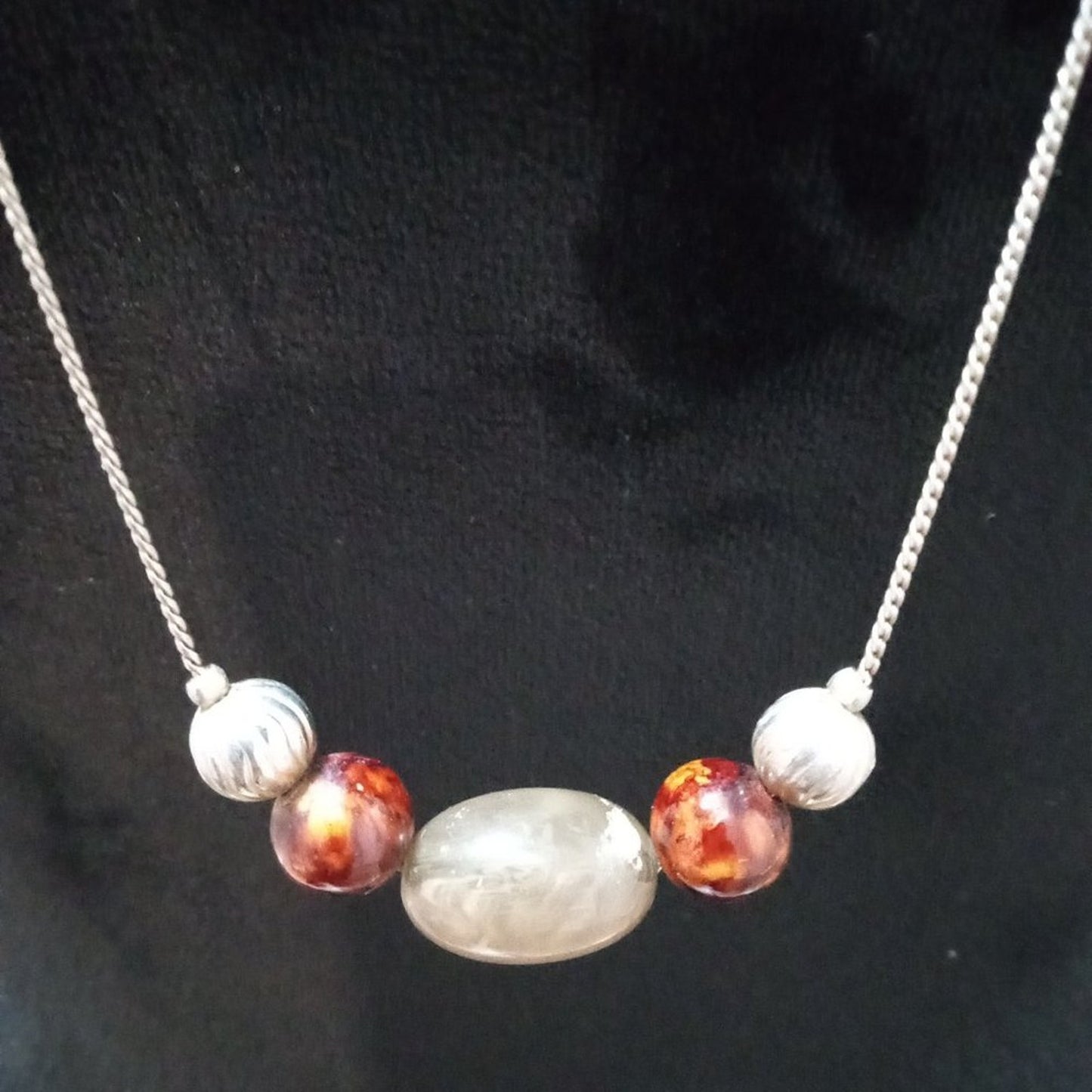 Womens Modern Fashion Multicolor Charm Beaded Long Necklace with Round Clasp