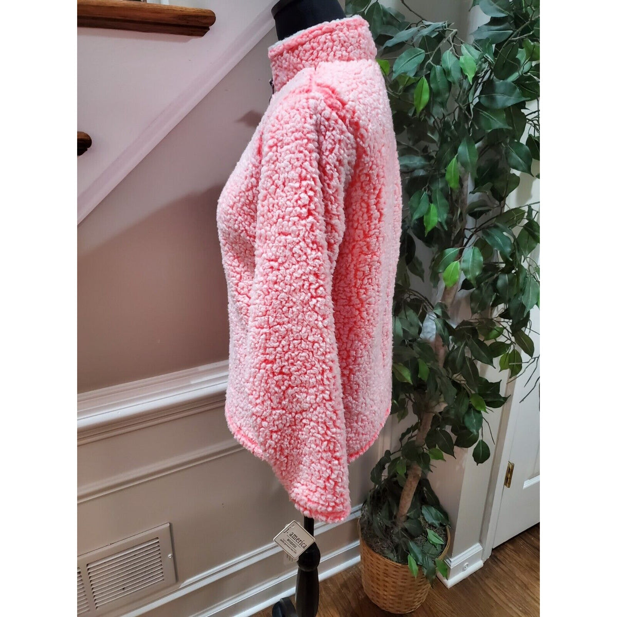 j. America Women's Pink Polyester Long Sleeve 1/3 Zip Casual Sweater Size Small