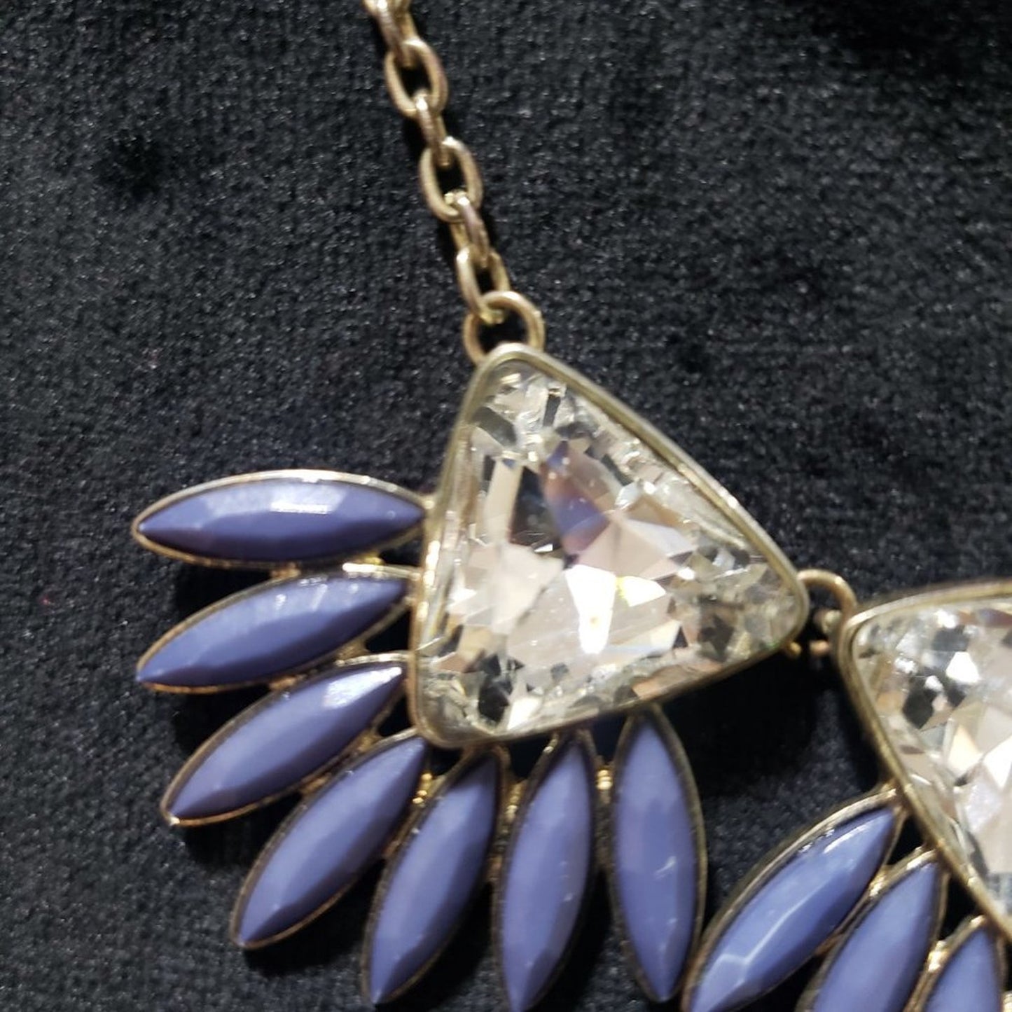 Womens Crystal Stones Purple Tear Drop Pendant Fashion Necklace