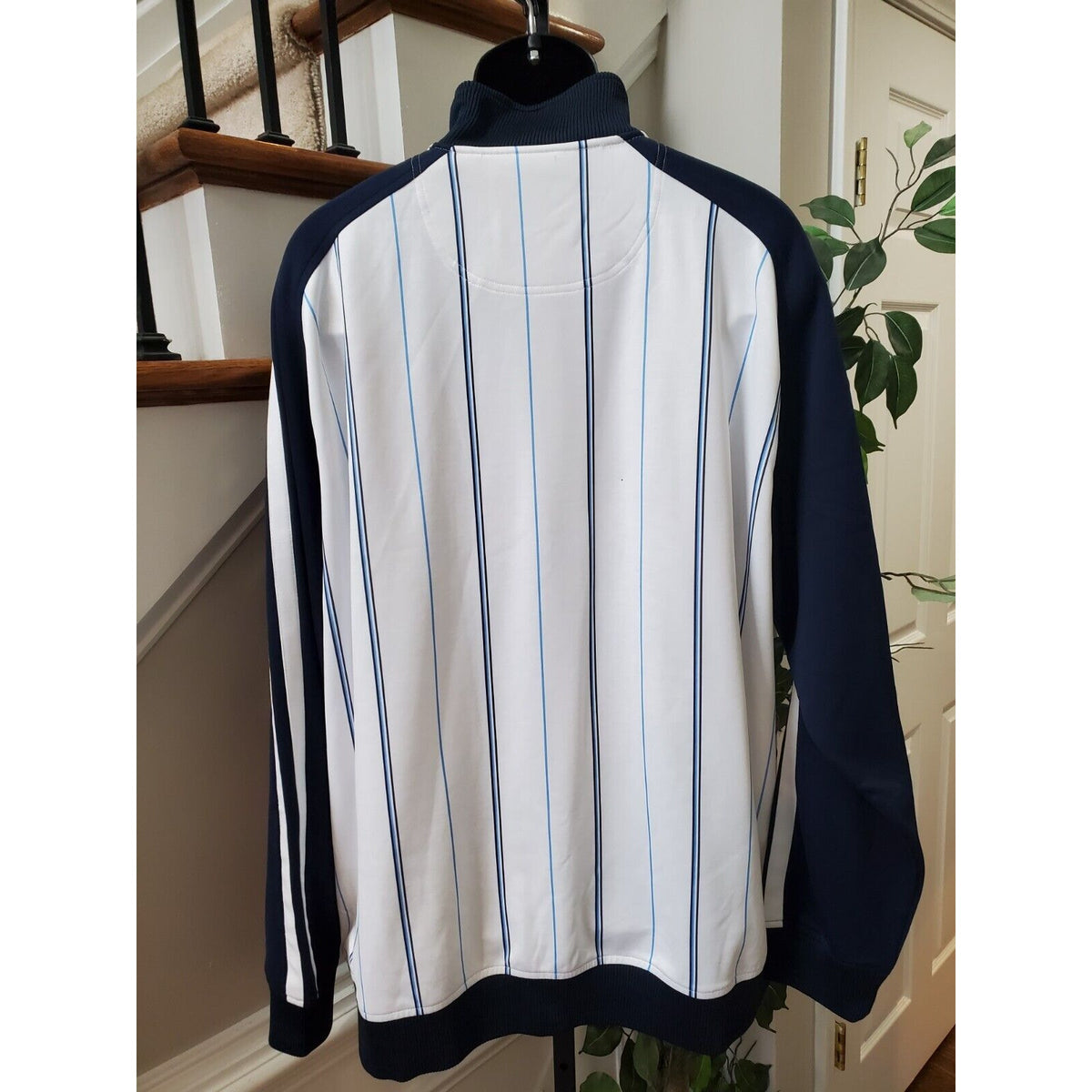 enyce Mens White Striped Polyester Long Sleeve Full Zipper Track Jacket Size 3XL