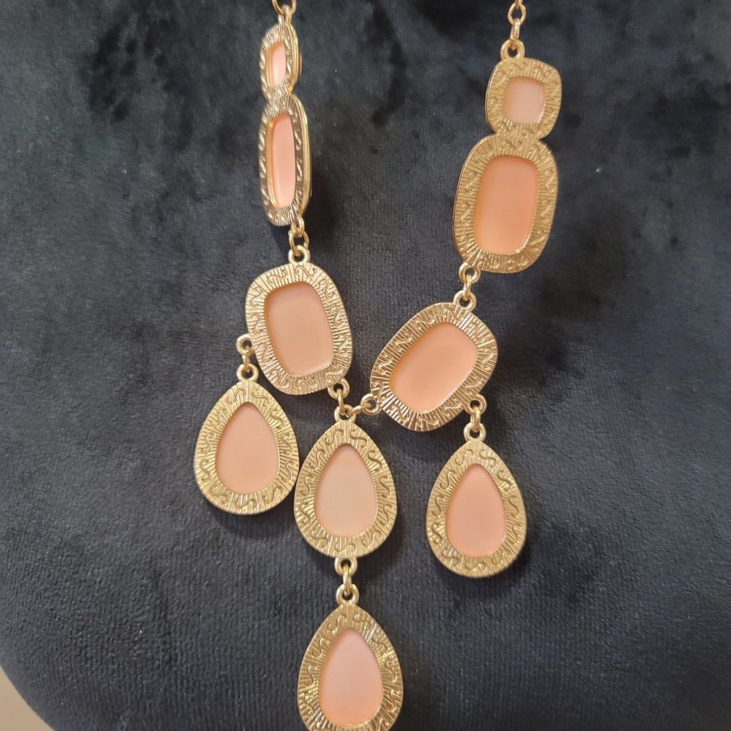 Women's Orange Oval Link Beaded Chunky Statement Jewelry Necklace