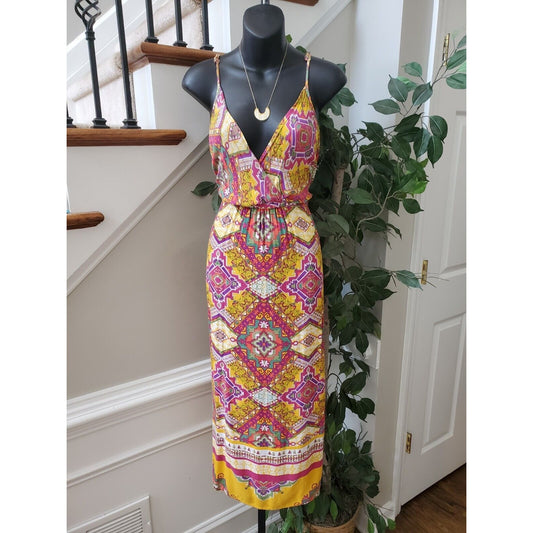 Cassee's Womens Multicolor 100% Rayon V Neck Sleeveless Long Maxi Dress Size XL
