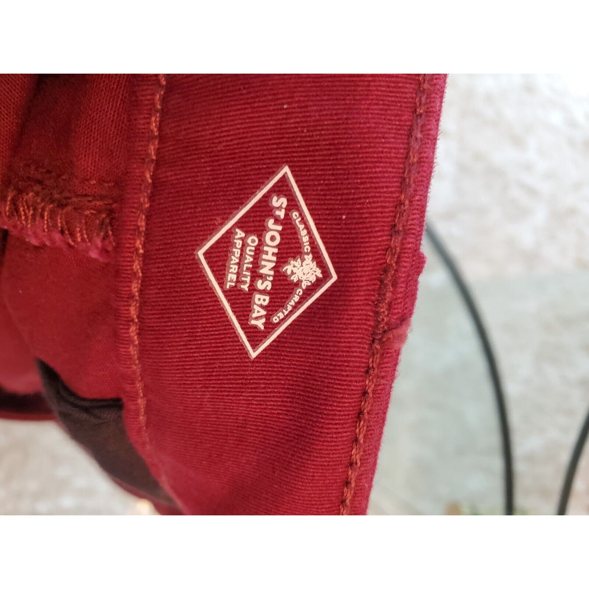 St Johns Bay Womens Red Slash Mid Rise Flat Front Girlfriend Chino Pants Size 18