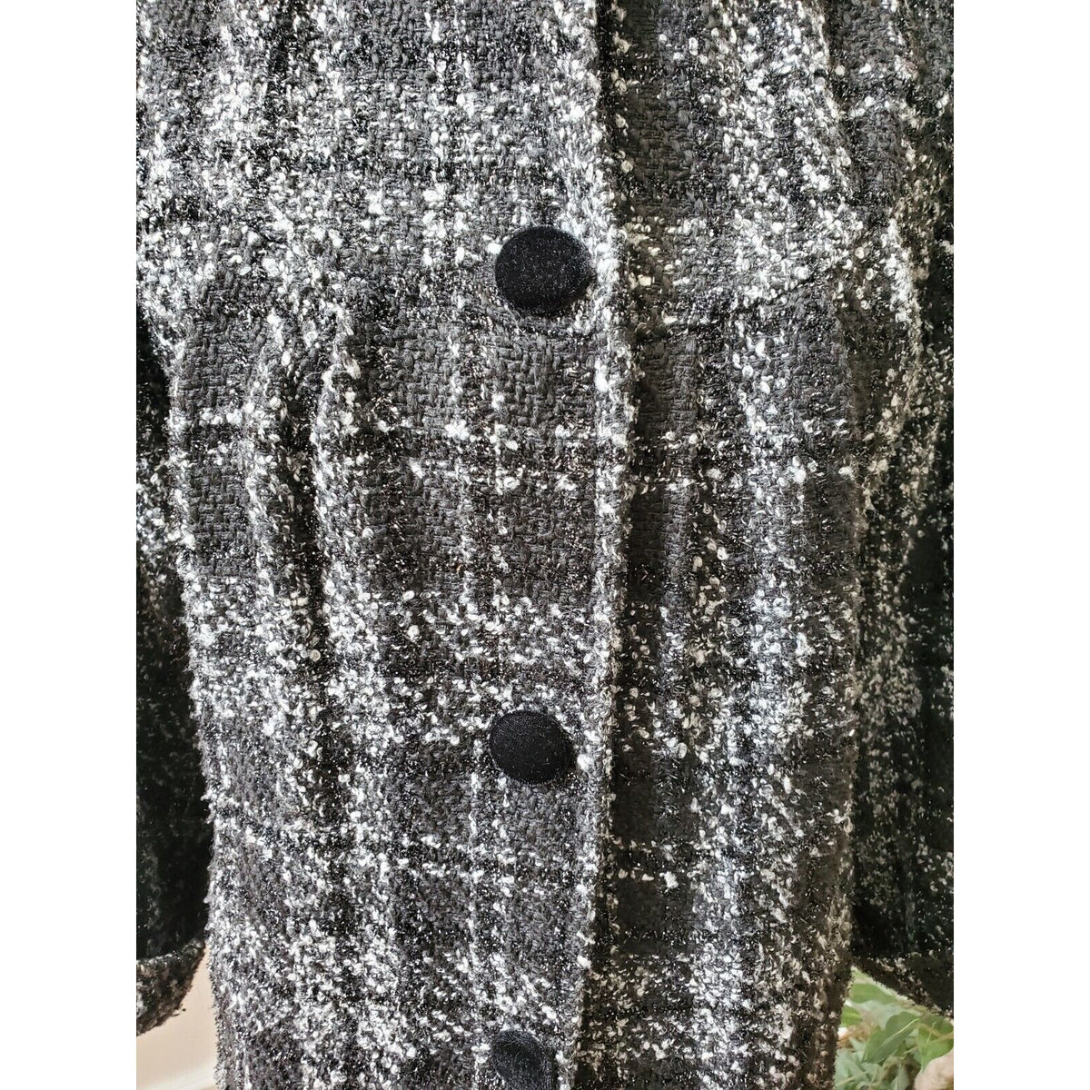 Davi Antte Women's Gray & White Plaid Long Sleeve Buttons Front Jacket Coat XL