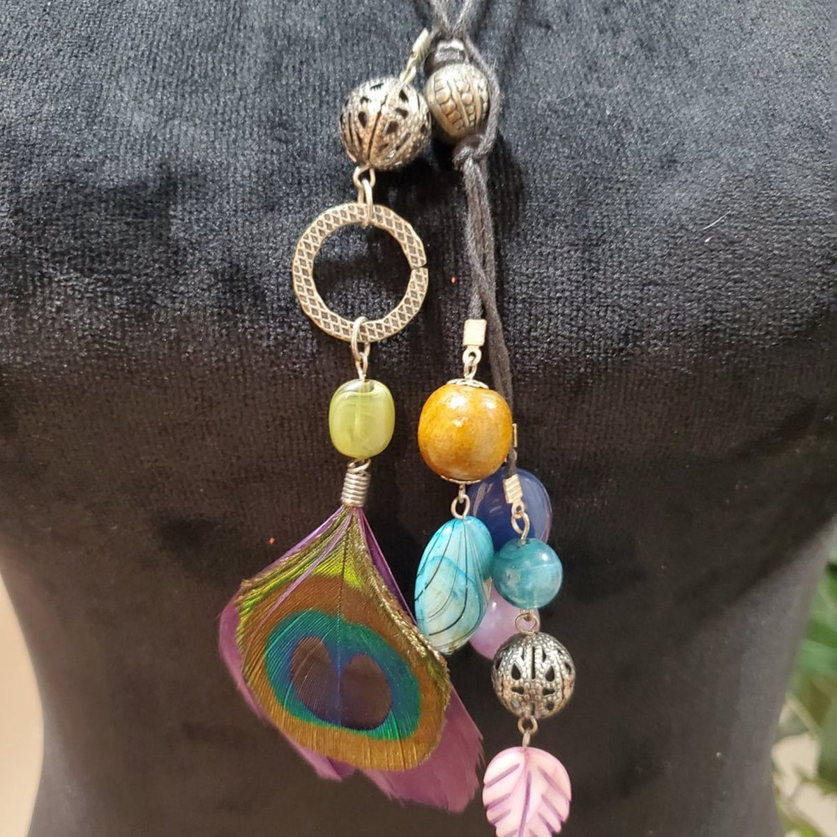 Womens Multicolor Beaded Hand Forged Chain Fashion Jewelry Necklace
