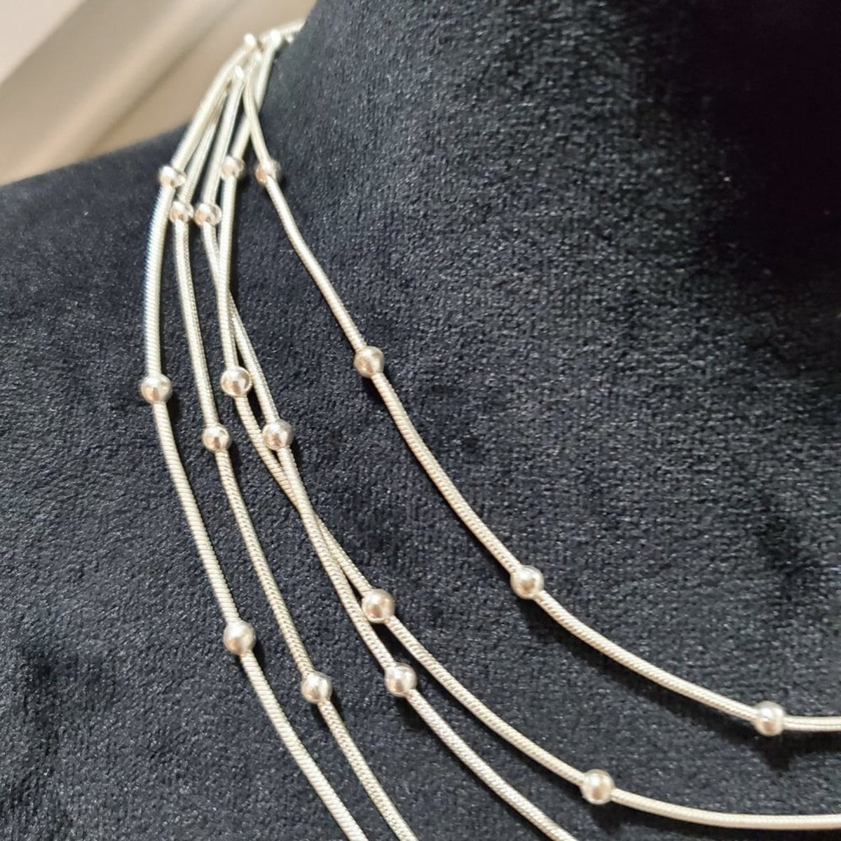 Women's Gold Multilayer Round Beaded Fashion Jewelry Necklace