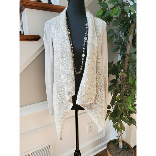 New Direction White Women's Cotton & Acylic Long Sleeve Open Front Sweaters