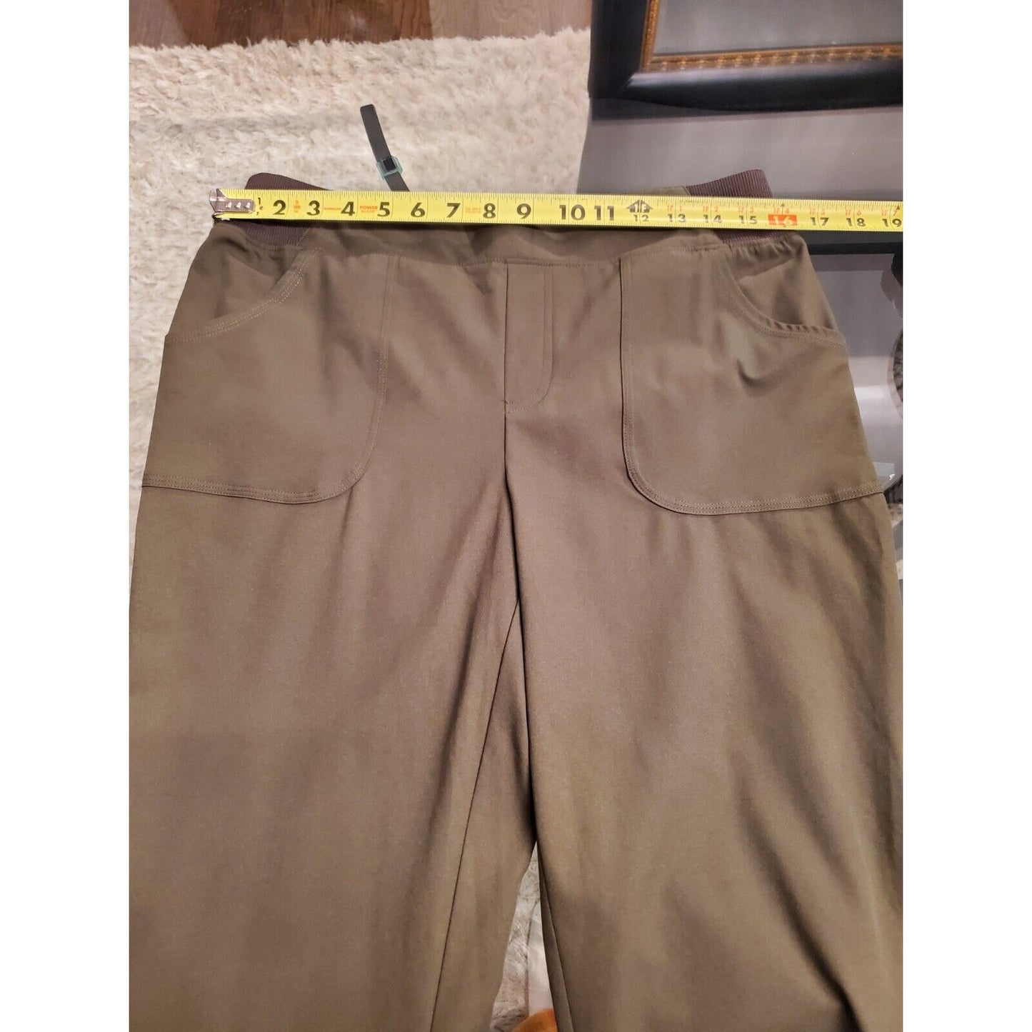 Made for Life Women Green Polyester Mid Rise Pull on Comfort Waist Pant Size MT