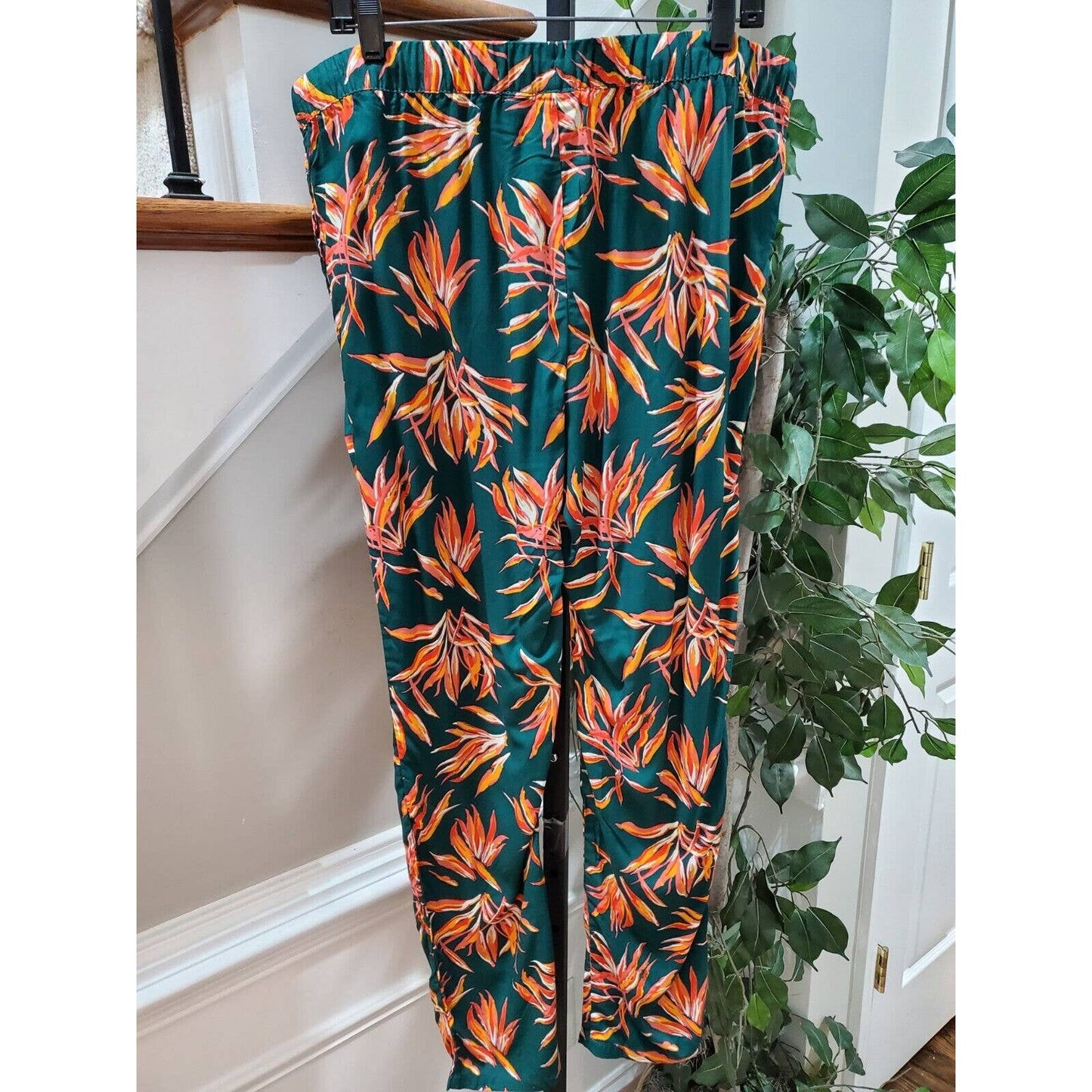 Esmara Women's Green Polyester Pull On Mid Rise Comfort Waist Trouser Pant 12