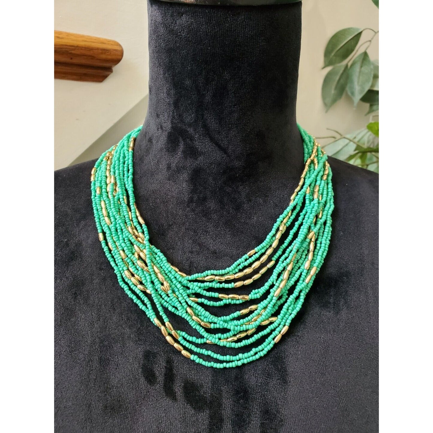 Charming Charlie Blue Multi Layered Seed Bead Fashion Jewelry Necklace