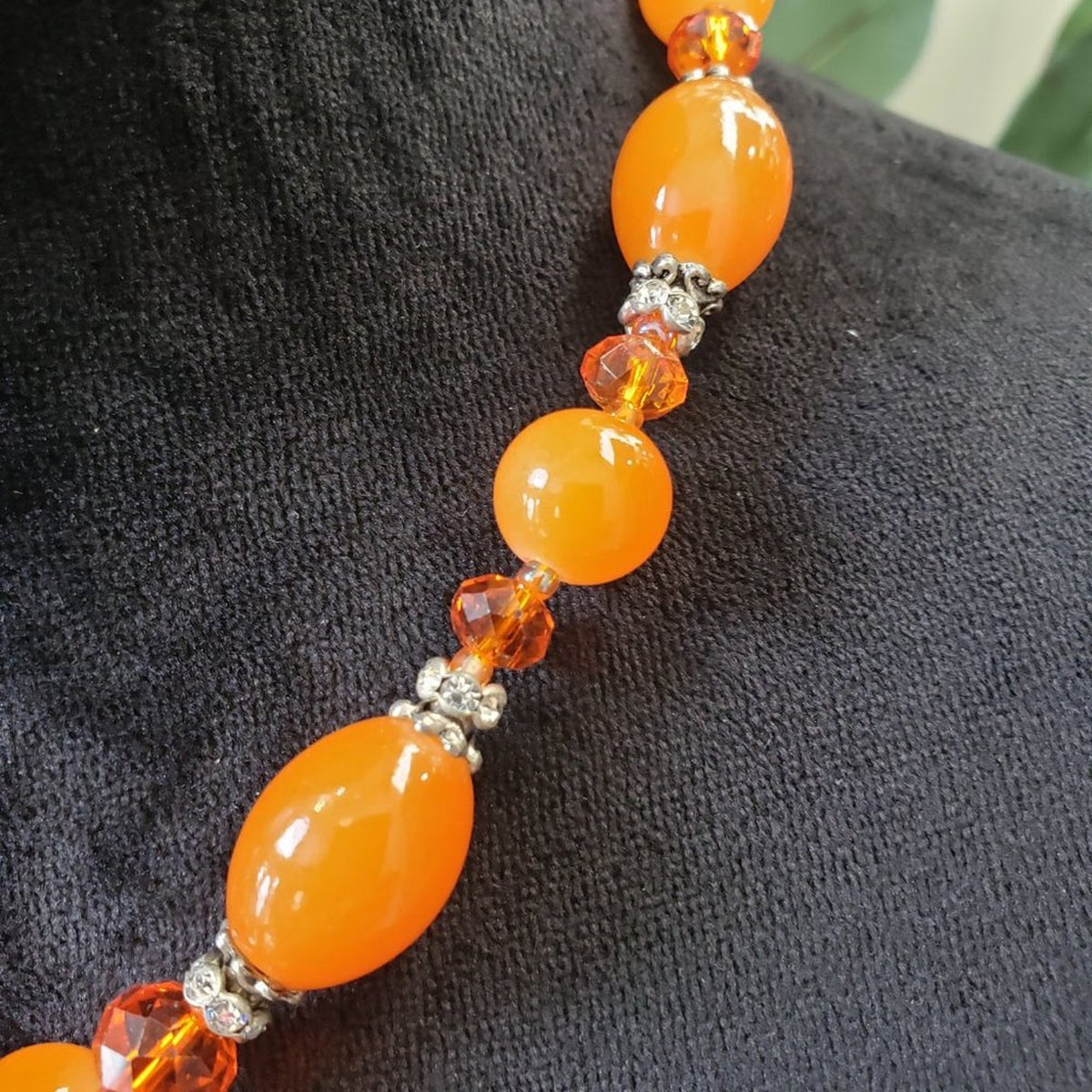 Women's Fashion Orange Crystal Yellow Beaded Choker Necklace