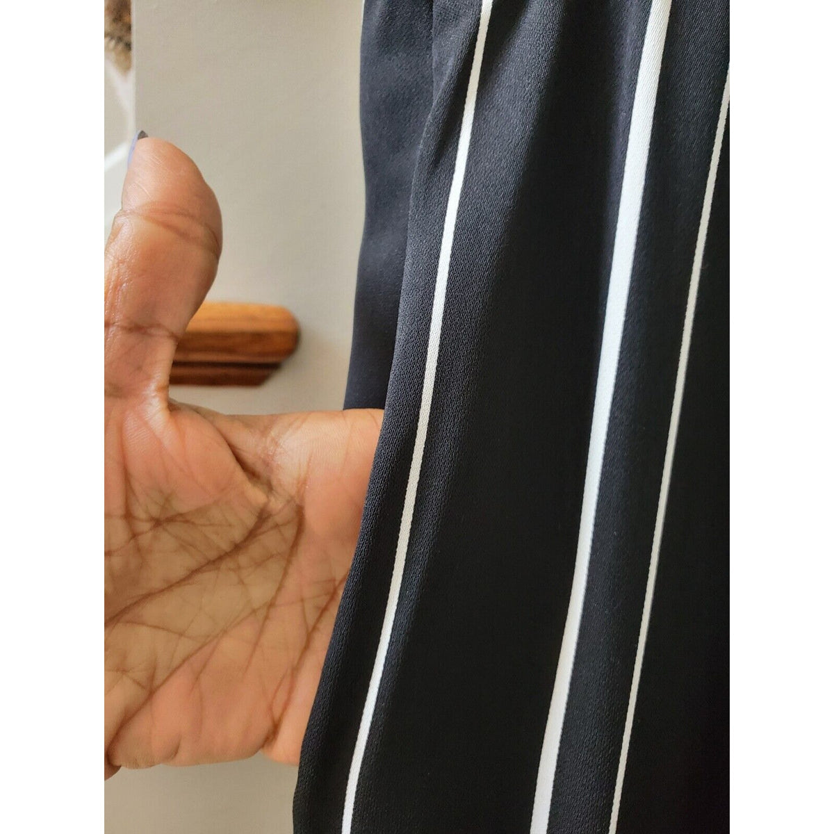 Coco Bianco Womens Black White Striped 100% Polyester Back Zipper Pants Small