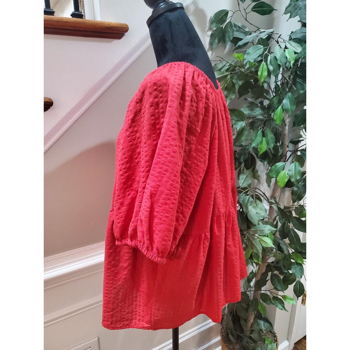 Old Navy Women's Red Cotton Round Neck 3/4 Sleeve Casual Top Blouse Size XXL