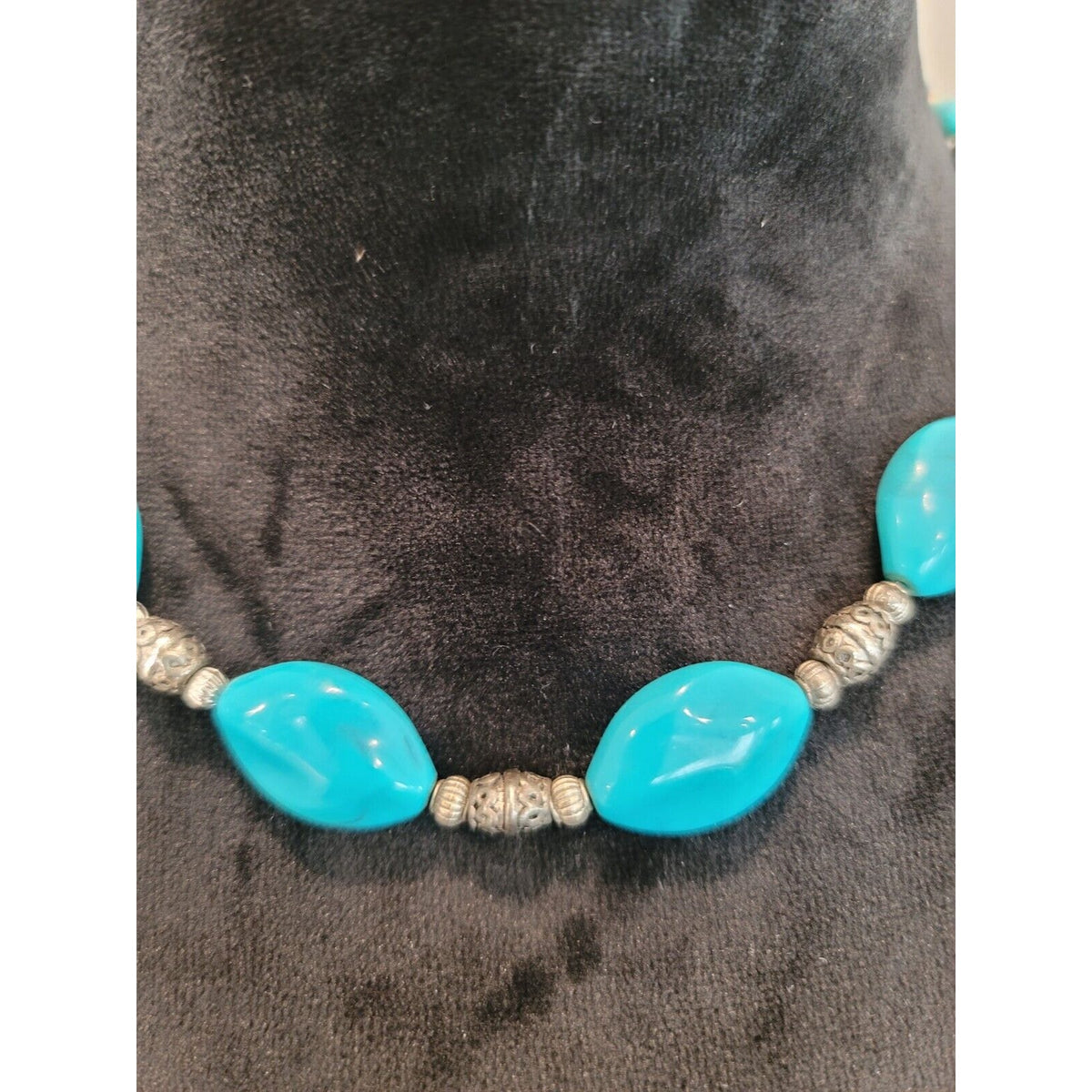 Womens Fashion Turquoise Gemstone Statement Beaded Necklace Handmade Jewelry