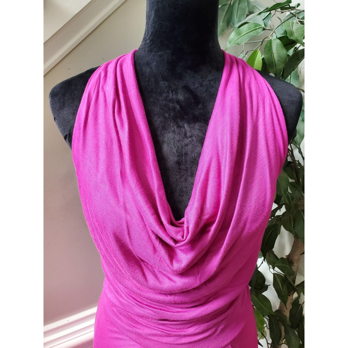 The Limited Women's Pink Rayon Cowl Neck Sleeveless Knee Length Dress Medium