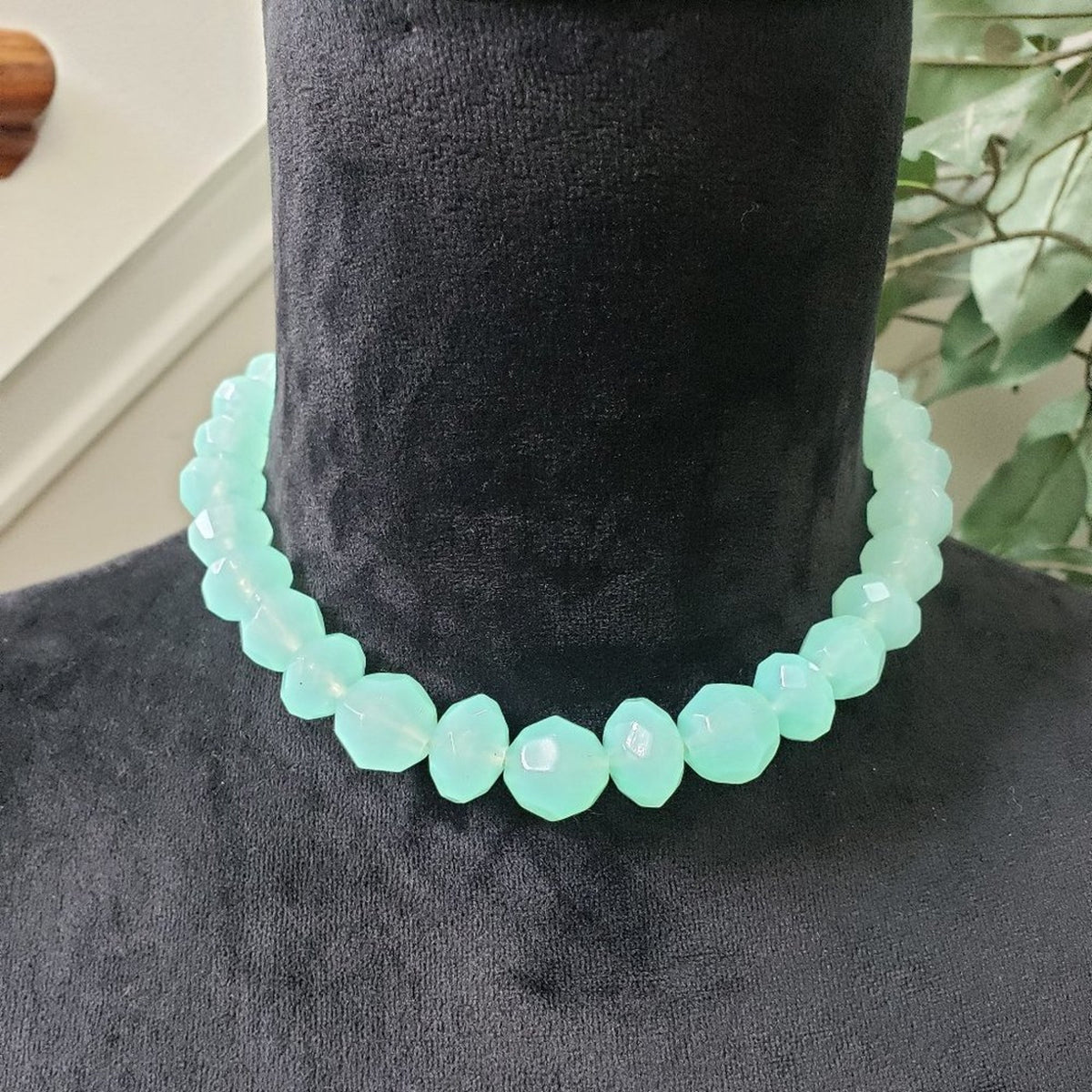 Womens Fashion Sky Blue Rhinestone Beaded Choker Necklace