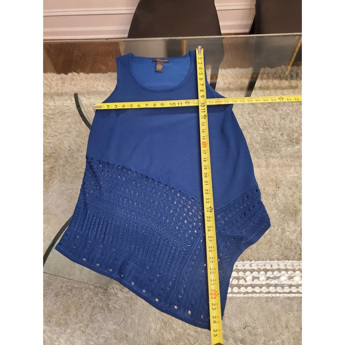 Grace Elements Women's Blue Rayon Scoop Neck Sleeveless Casual Top Blouse Size M
