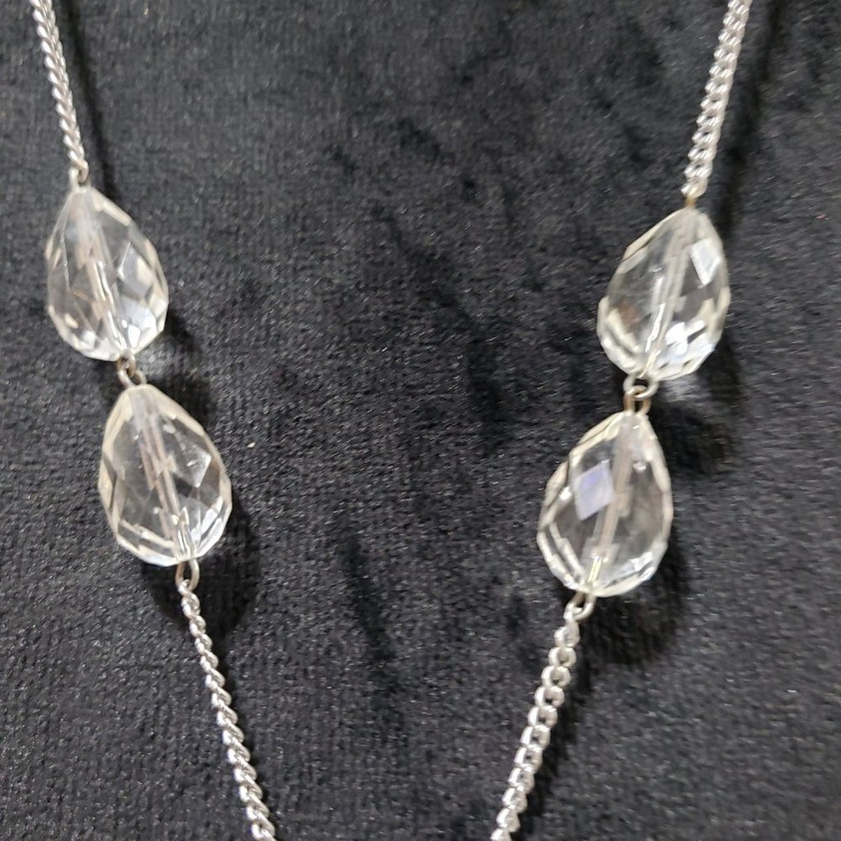 Womens Fashion Clear Tone Crystal Teardrop Pendant Necklace with Lobster Clasp