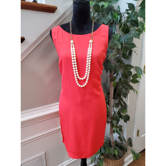 Zara Women Red 100% Viscose Sleeveless Round Neck Knee Length Dress Size Large