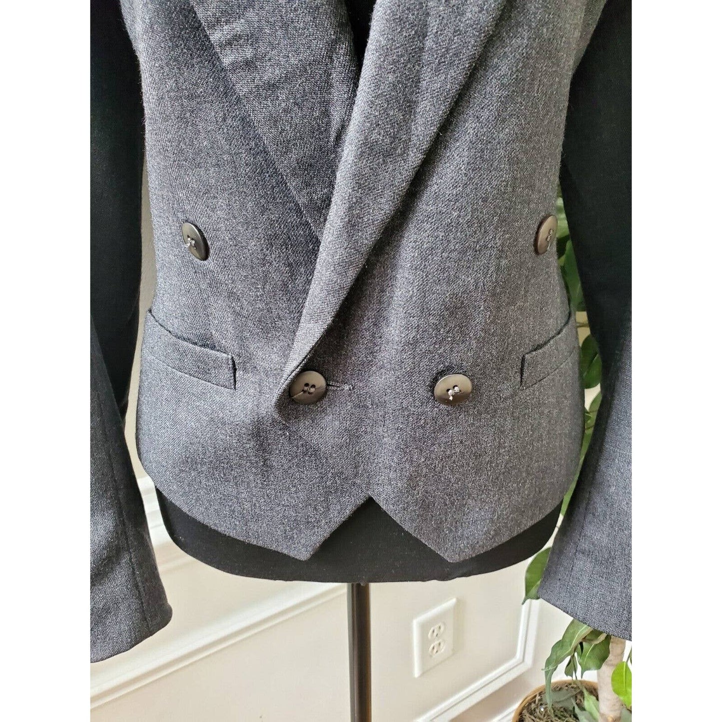 Vintage Villager Gray 100% Wool Long Sleeve Buttons Front Jacket Blazer Size 8