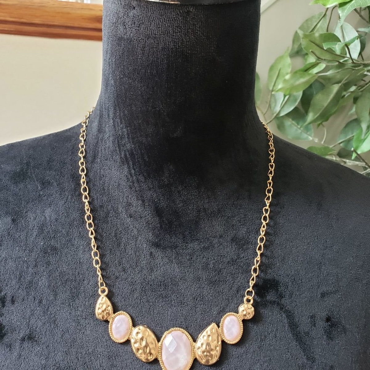 AVON Women's Supernova Rose Gold Tone with Faux Pink Stones Necklace