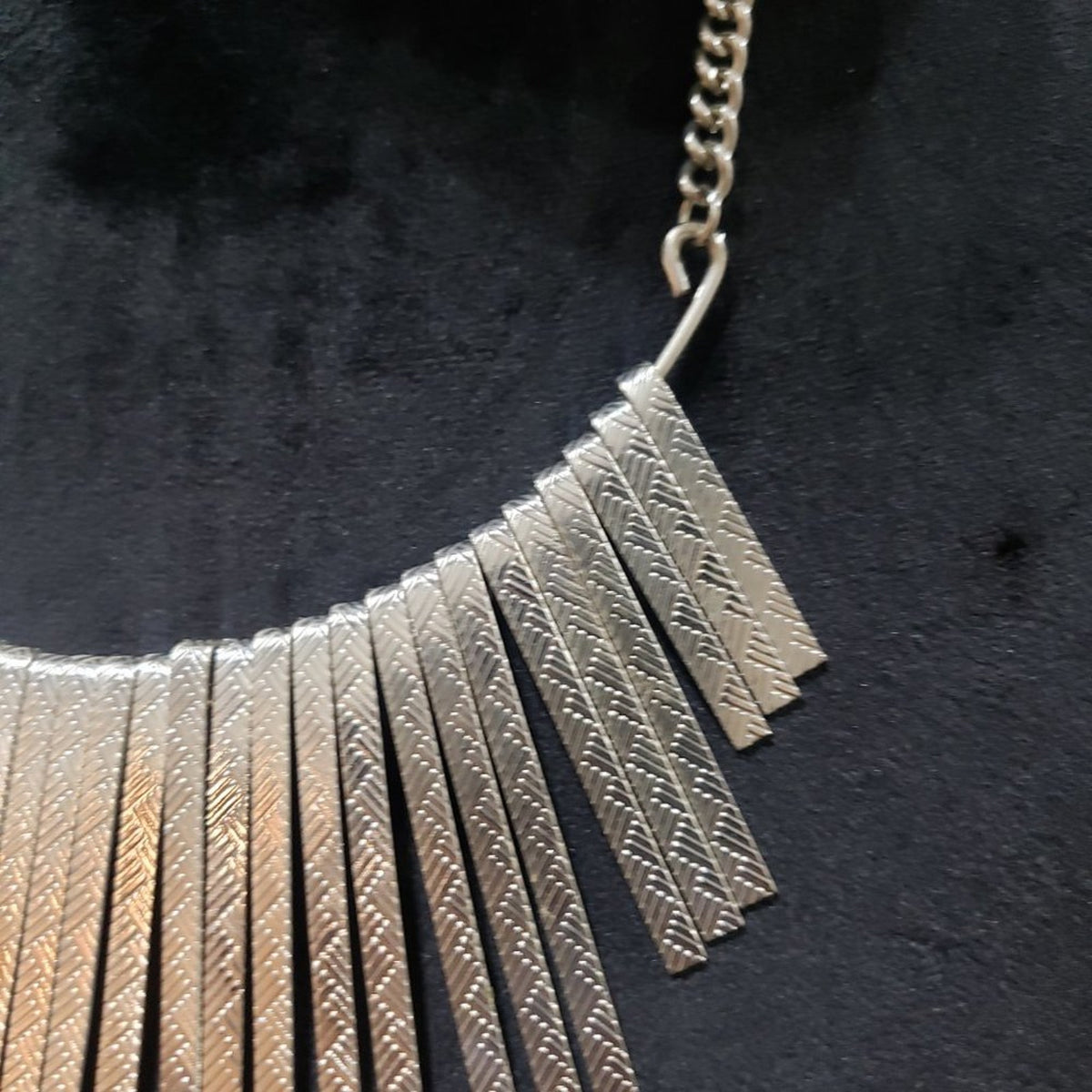 Ethnic Tribal Runway Multi Silver Metal Sticks Fringes Fancy Bib Chains Necklace