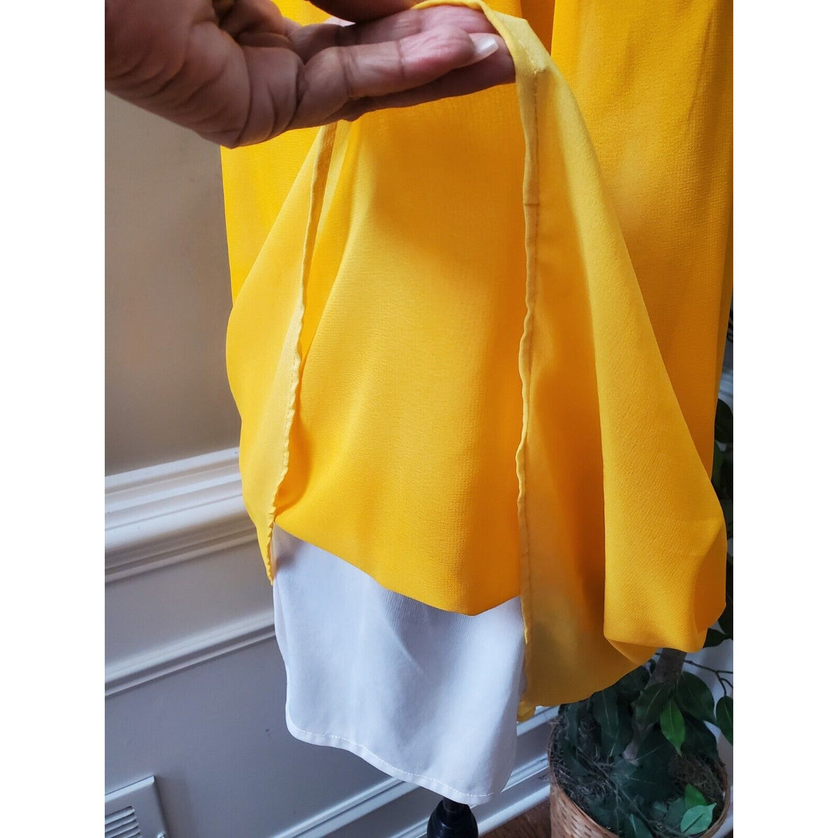 Jaquline Women Yellow Polyester Scoop Neck Sleeveless Casual Top Blouse Size 2X