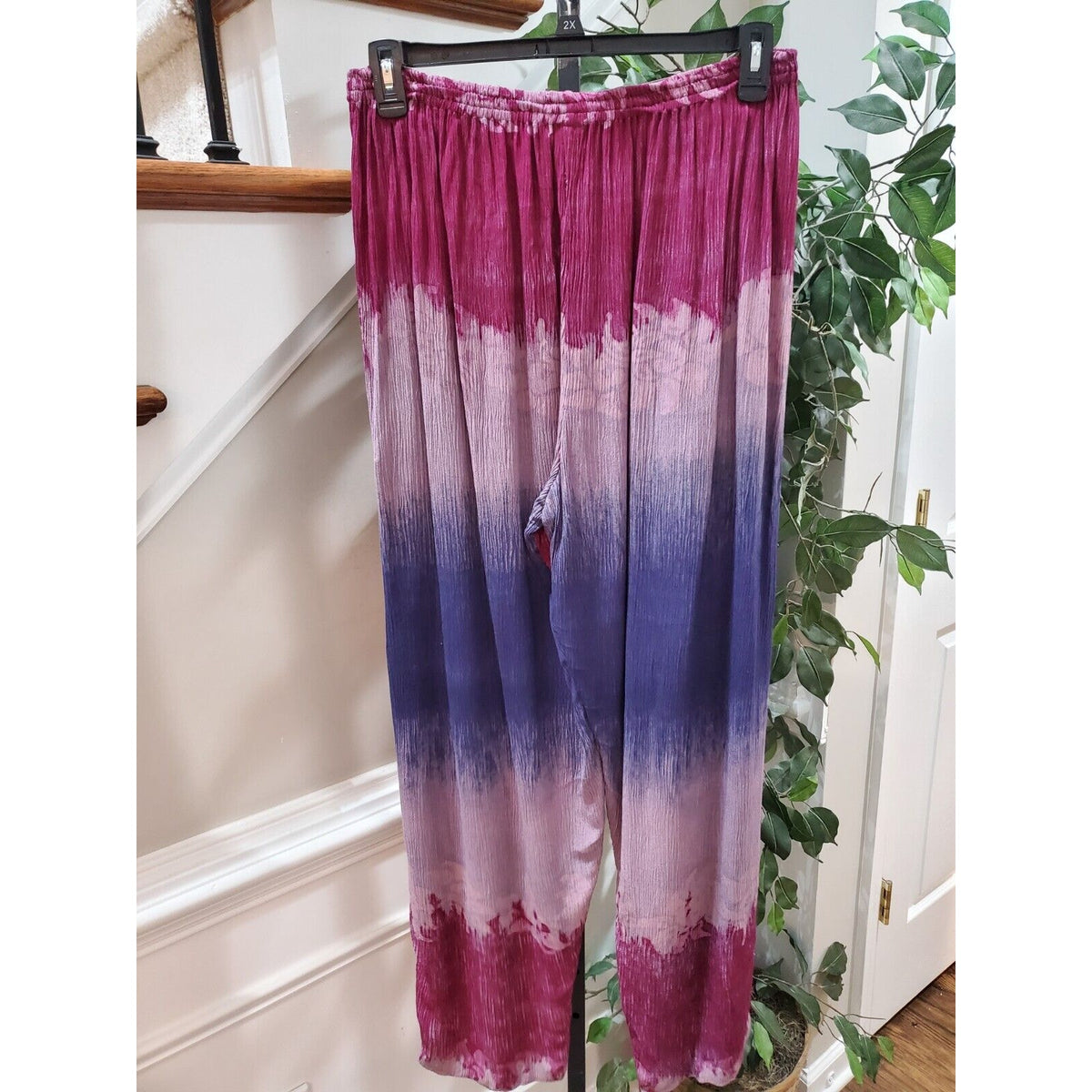Mina Collection Womens Multicolor Tie Dye 100% Rayon Pull On Harem Pant M