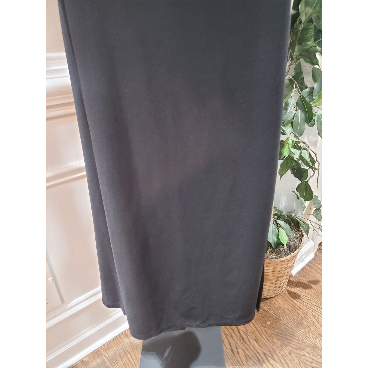 Venus Women's Black Solid Polyester One Shoulder Off Long Sleeve Long Maxi Dress