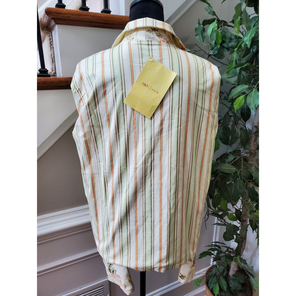 Denim & Co. Women's Beige Cotton Long Sleeve Button Front Collared Jacket Large